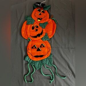 Halloween Pumpkin Jack-O-Lantern Windsock Flag Quilted 48X18 inches Approximate